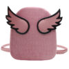Sac à dos en daim ailes d’ange rose fond blanc